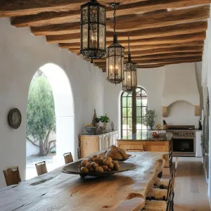 Rustic Spanish Kitchen With Walnut Beams