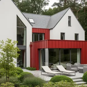 Red Accents in a Contemporary Cottage Haven