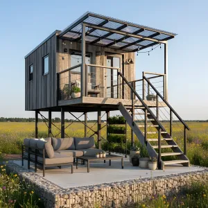 Charming Cabin Perched Above Blooms