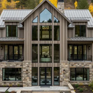 Modern Rustic Retreat Amidst Autumn Foliage