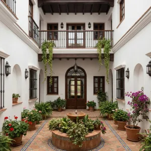 Courtyard Fountain Haven With Hanging Gardens