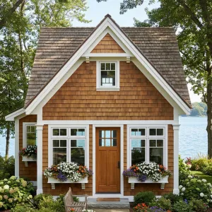 Shingled Garden Nook By Tranquil Lake