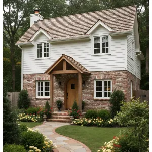 Cozy Redbrick Nest With White Trim