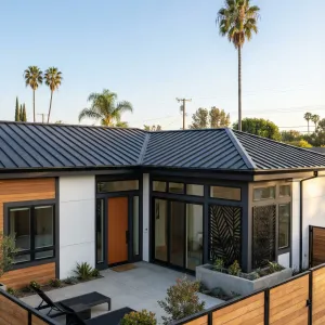 Courtyard Retreat With Matte Black Roof