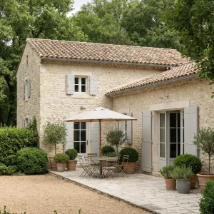 Olive Terrace Courtyard Beside Stone Cottage