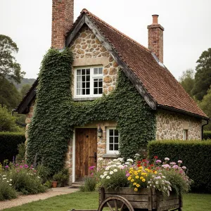 Quaint Stone Cottage Wrapped in Ivy