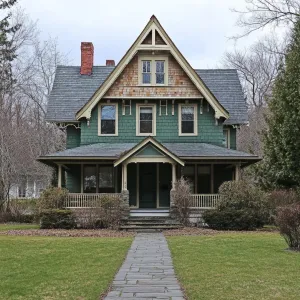 Gabled Elegance with a Forest Green Flair