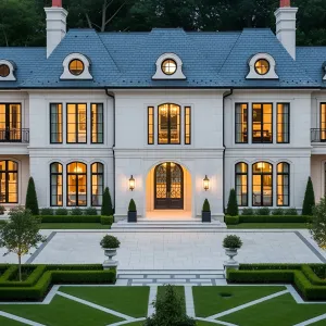 Extravagant Manor Framed by Emerald Greenery