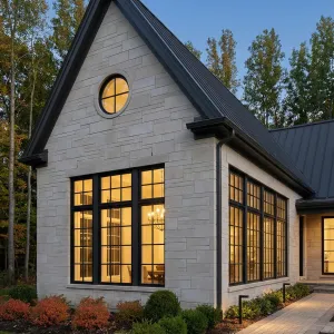 Tall Gabled Stone Studio Glow