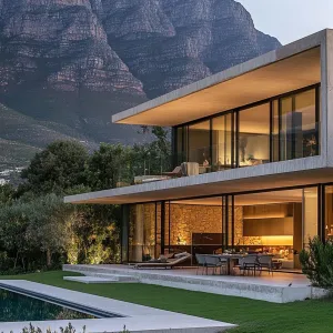 Mountainous Glass Haven with Stone Smiles
