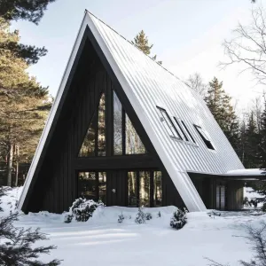 Snow-Covered A-Frame House: A Cozy Winter Wonderland