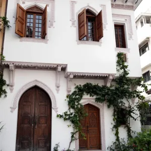 White Facade with Wooden Charm