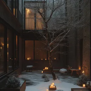 Snowy Courtyard Serenity