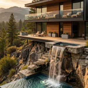 Mountain Ledge Sanctuary With Falling Pool