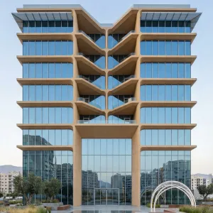 Mirrored Vertebrae Courtyard Hub