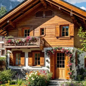Alpine Charm: A Cabin with Roses
