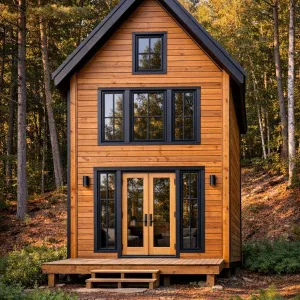 Tall Timber Cabin With Black Trim