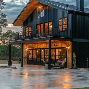 Stunning Shouse Barndominium At Dusk