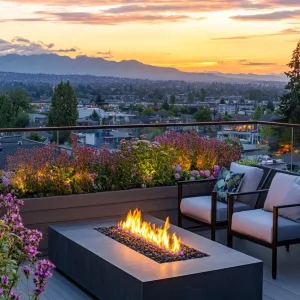 Rooftop Oasis with Fiery Charm