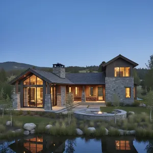 Lakeside Stone Haven With Warm Glow