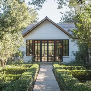 Timeless White Cottage Hugged by Greenery