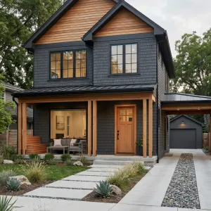 Cedar Trimmed Charcoal Cottage Vibes