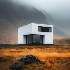 White Cube Hideout Amidst Golden Fields