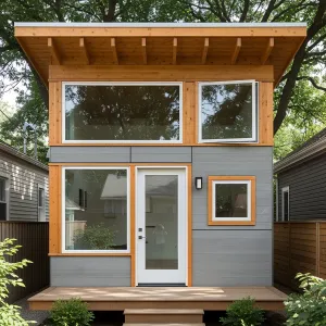 Modern Studio Shed with Wooden Accents