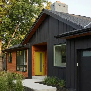 Olive Door On Coal Board Cottage