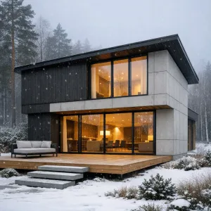 Snowfall Nordic Forest Outlook Home