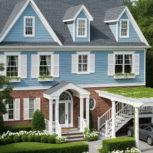 Azure Abode with a Brick Twist