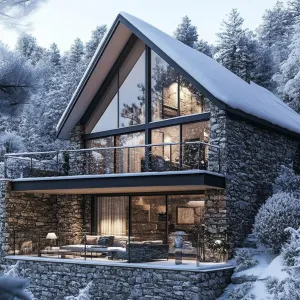 Stone-Clad Snowy Serenity