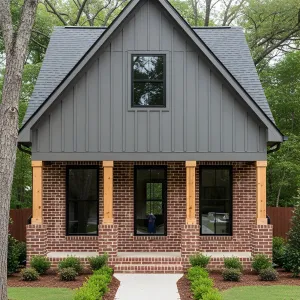 Fairytale Facade: A Brick and Wood Marvel