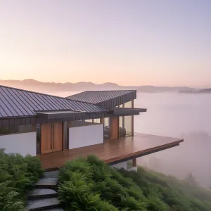 Misty Morning Marvel: A House Beyond the Haze