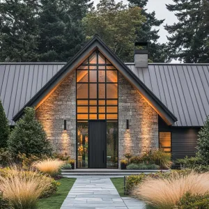 Modern Stone Sanctuary Amidst Evergreens