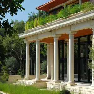 Classical Pillars, Contemporary Rooftop Garden