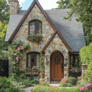 Preview of Whimsical Stone Cottage with Blossoms Aplenty