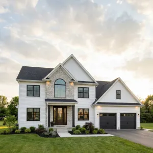 Modern Farmhouse With Central Arched Window