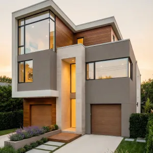 Stacked Cube Home With Soft Garden