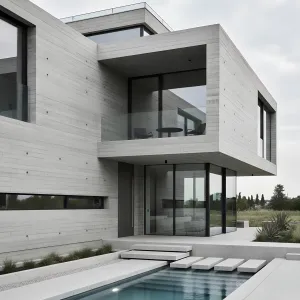 Shadow-Slab Poolside Modern House