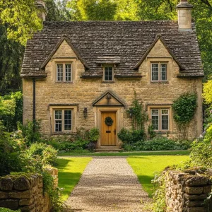Pebble Path Cottage with Wreath Charm
