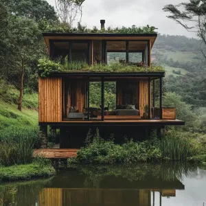 Timber Cabin With Rooftop Garden