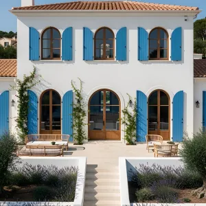 Mediterranean Oasis: Blue Shutters and Sunshine