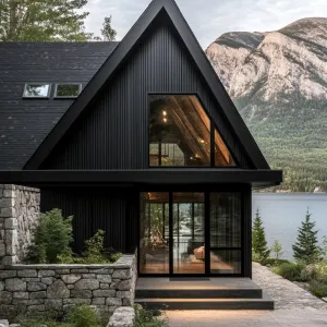 Blackened Cedar Exterior With Glass and Steel Framing