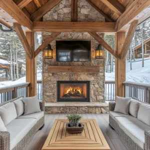 Woodland Hearth: A Toasty Cabin Lounge