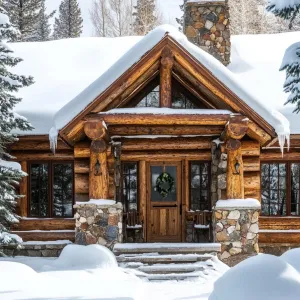 Snowy Log Sanctuary With a Warm Welcome