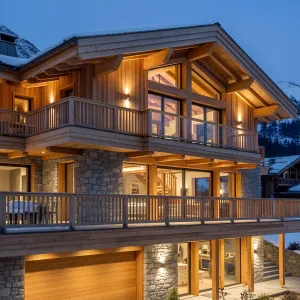 Luxury Alpine Retreat at Dusk