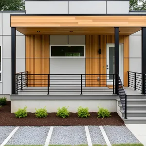Modern Entryway: Sleek Lines and Wood Vibes
