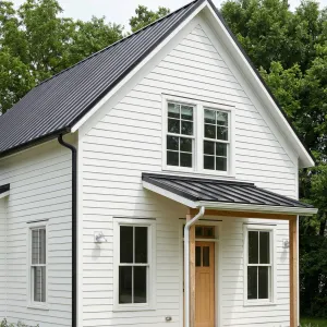 Minimalist Gabled Cottage With Dark Roof