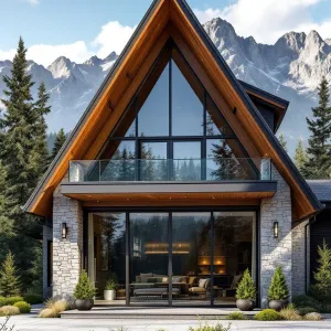 A-Frame Majesty Amidst Mountain Peaks